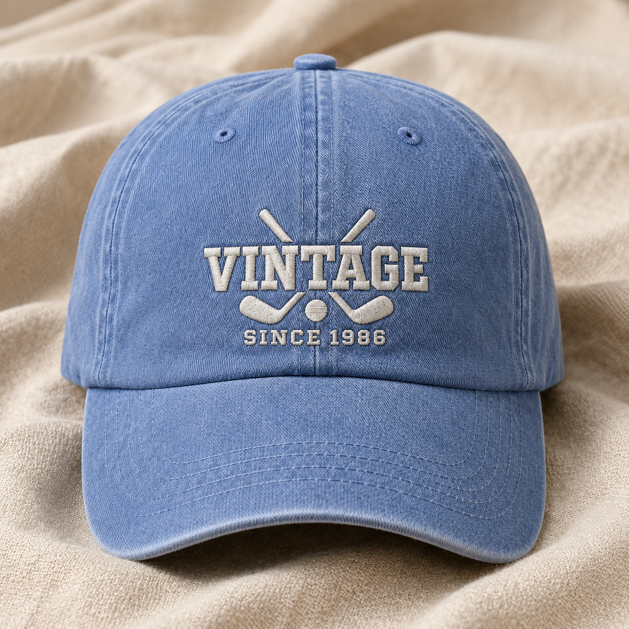 Vintage Since 1986 Hockey Washed Cap, Embroidered Dad Hat for Players and Fans - Washed Cap - lifestyle view 2