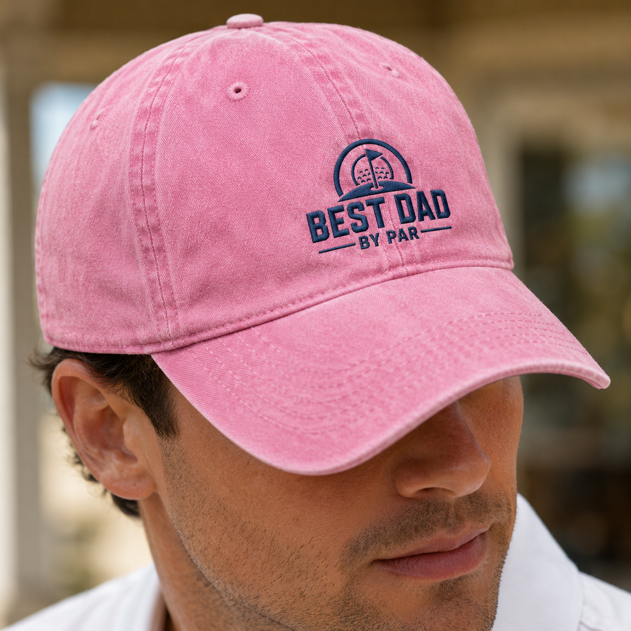 Dad By Par Golf Washed Cap, Father's Day Hat for Golfing Dads - Washed Cap - lifestyle view 4