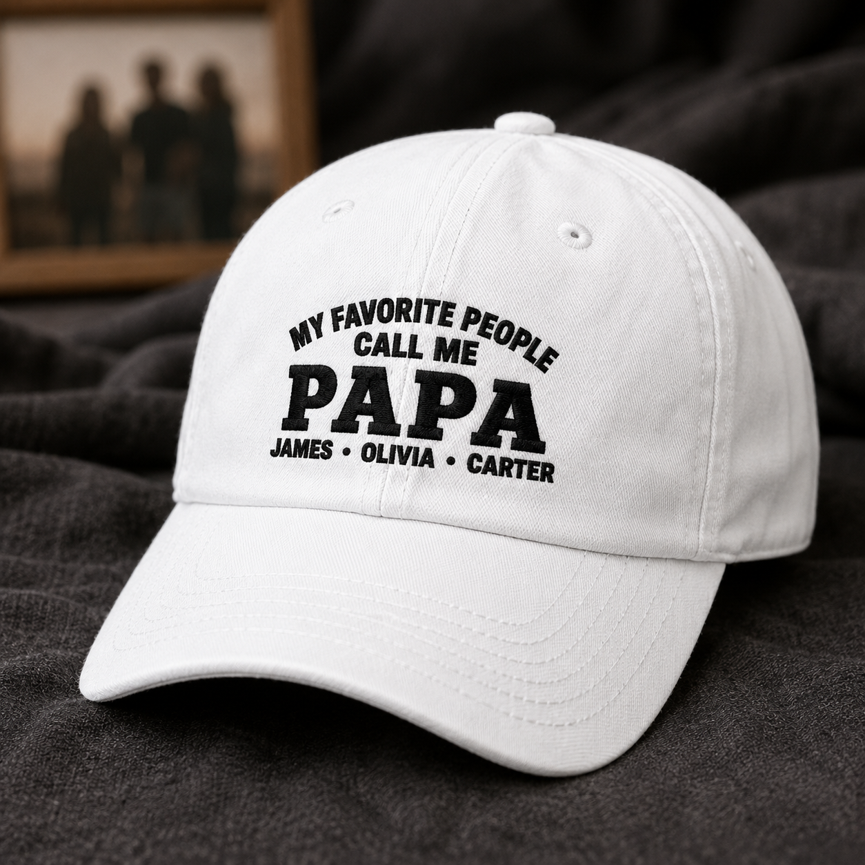 My Favorite People Call Me Papa Washed Cap, Personalized Grandpa Hat with Grandkids Names - Washed Cap - lifestyle view 3