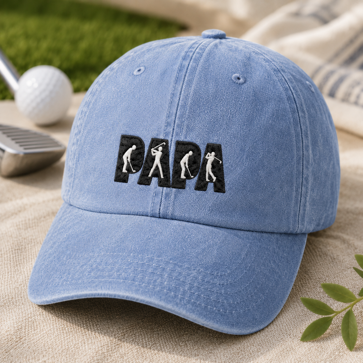 Papa Golf Washed Cap, Embroidered Dad Golfer Father's Day Gift - Washed Cap - lifestyle view 2