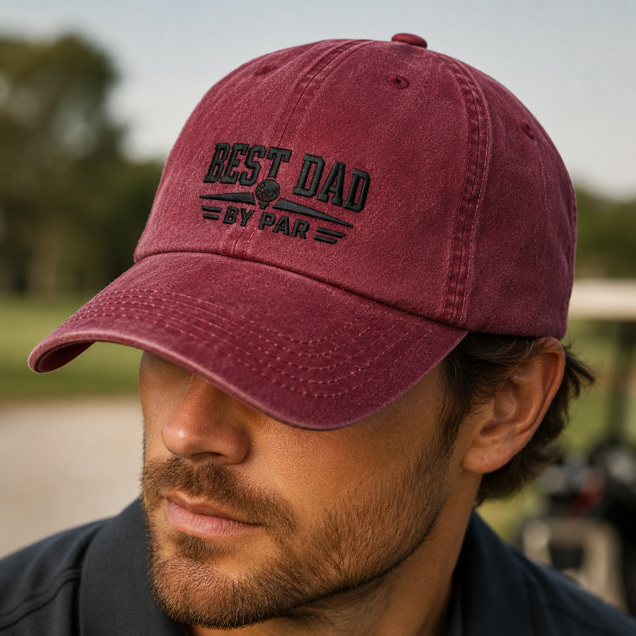 Best Dad By Par Washed Cap, Golf Father Gift Hat for Father's Day - Washed Cap - lifestyle view 4