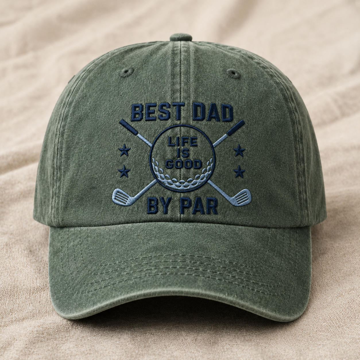Life Is Good By Par Washed Cap, Golf Dad Father's Day Hat - Washed Cap - lifestyle view 2