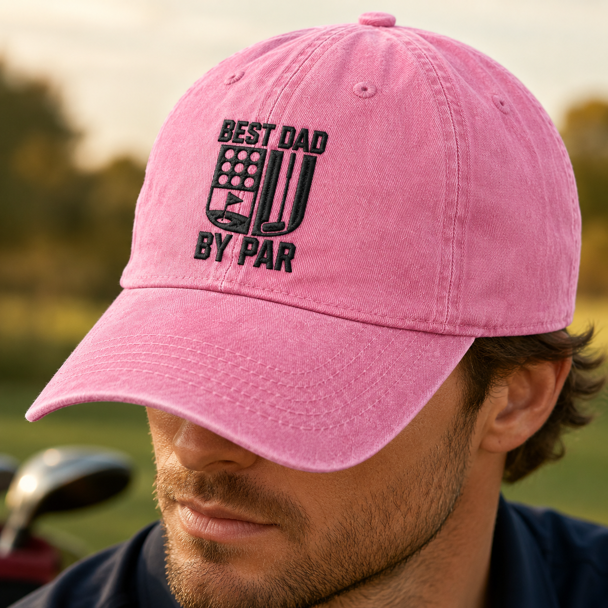 Dad By Par Golf Washed Cap, Embroidered Hat for Father's Day - Washed Cap - lifestyle view 4