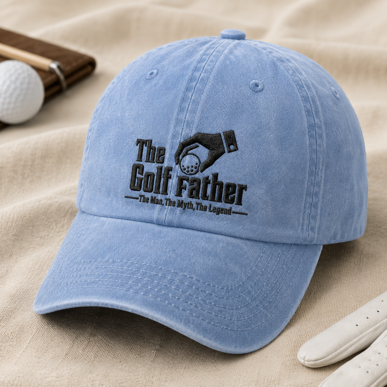 The Golf Father Washed Cap, Funny Father's Day Golfer Dad Gift - Washed Cap - lifestyle view 2