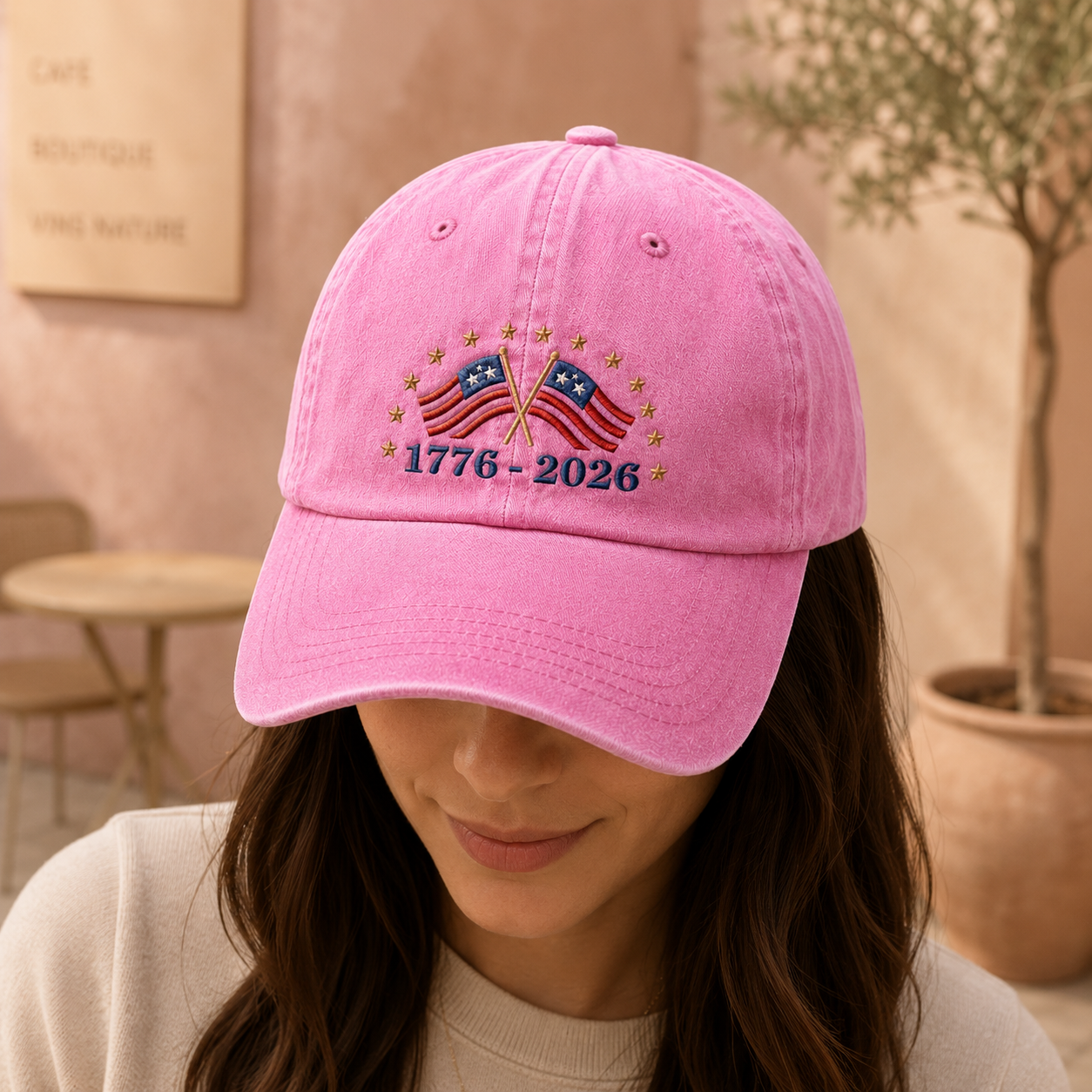 1776-2026 American Flag Washed Cap, 250th Anniversary Patriotic Hat - washed cap - lifestyle view 8