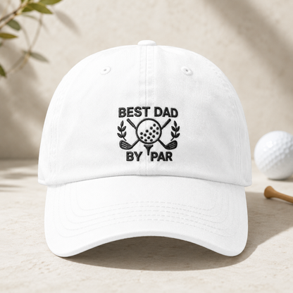 Best Dad By Par Washed Cap, Golf Dad Hat, Father's Day Gift - Washed Cap - detail view
