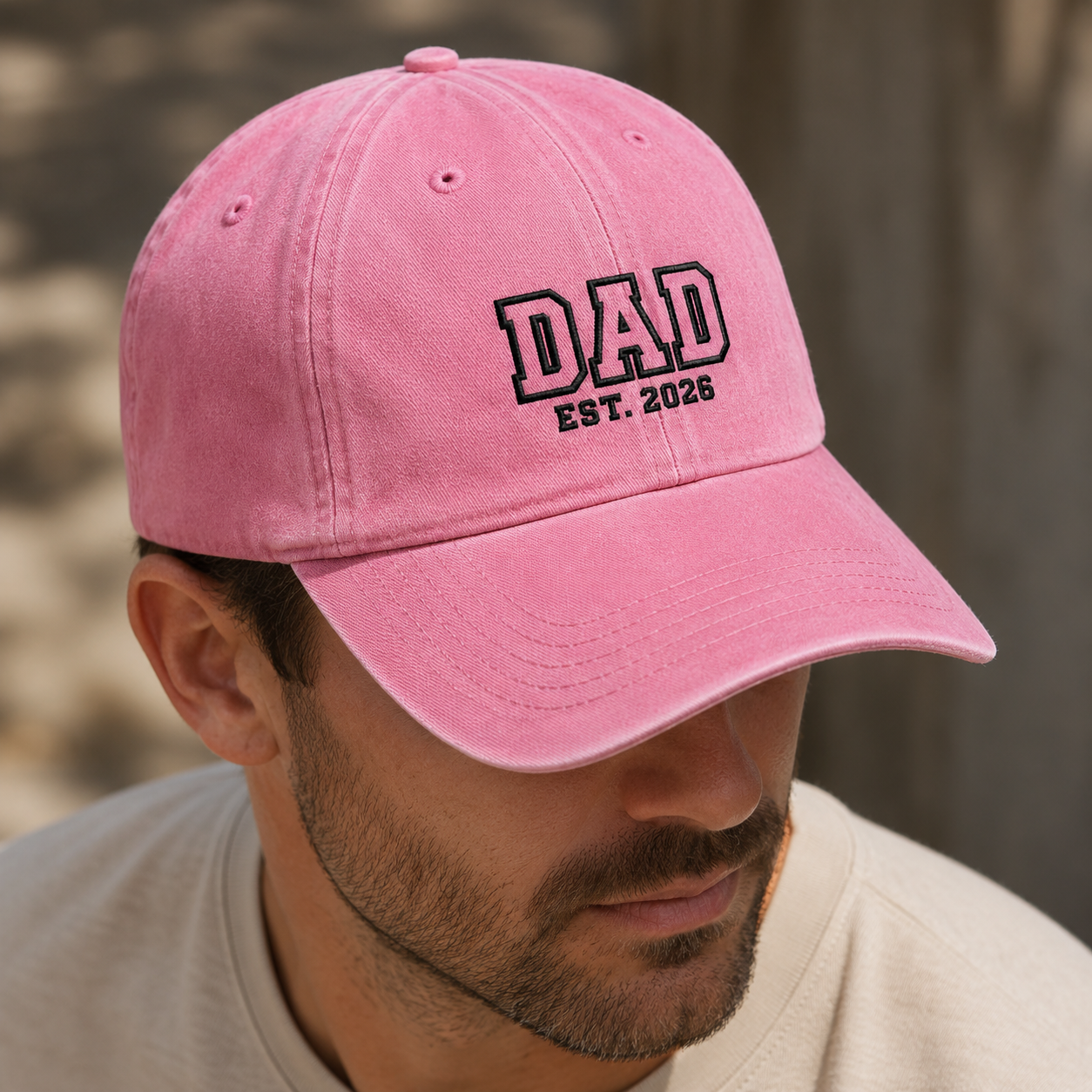 Dad Est. 2026 Washed Cap, First Time Father Gift - Washed Cap - lifestyle view 4