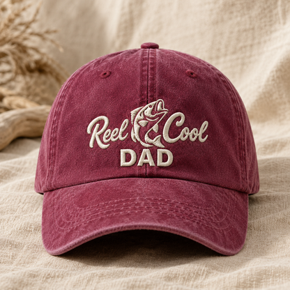 Reel Cool Dad Washed Cap, Fishing Father Gift for Father's Day - Washed Cap - lifestyle view 2