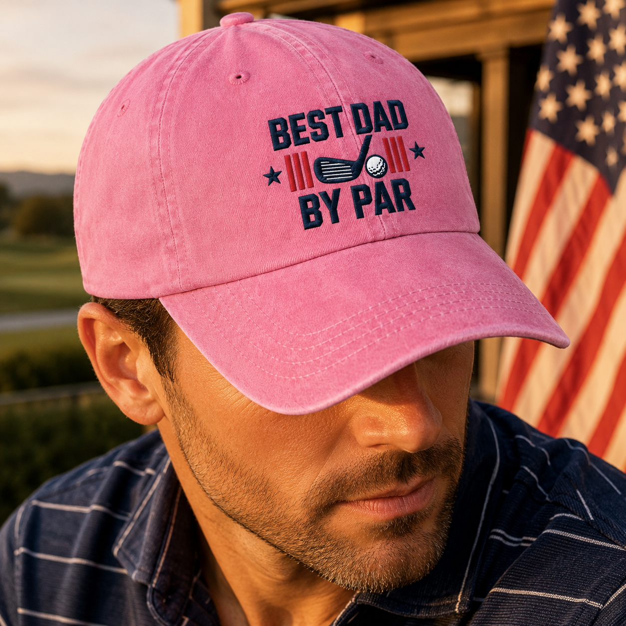 Best Dad By Par Golf Hat, Washed Baseball Cap for Father's Day - Washed Cap - lifestyle view 4