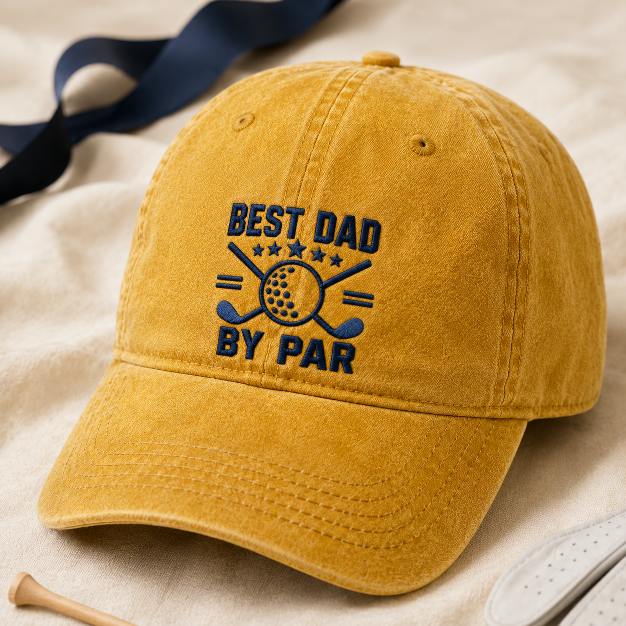 Best Dad By Par Golf Washed Cap, Fathers Day Hat for Golfing Dads - Washed Cap - lifestyle view 2
