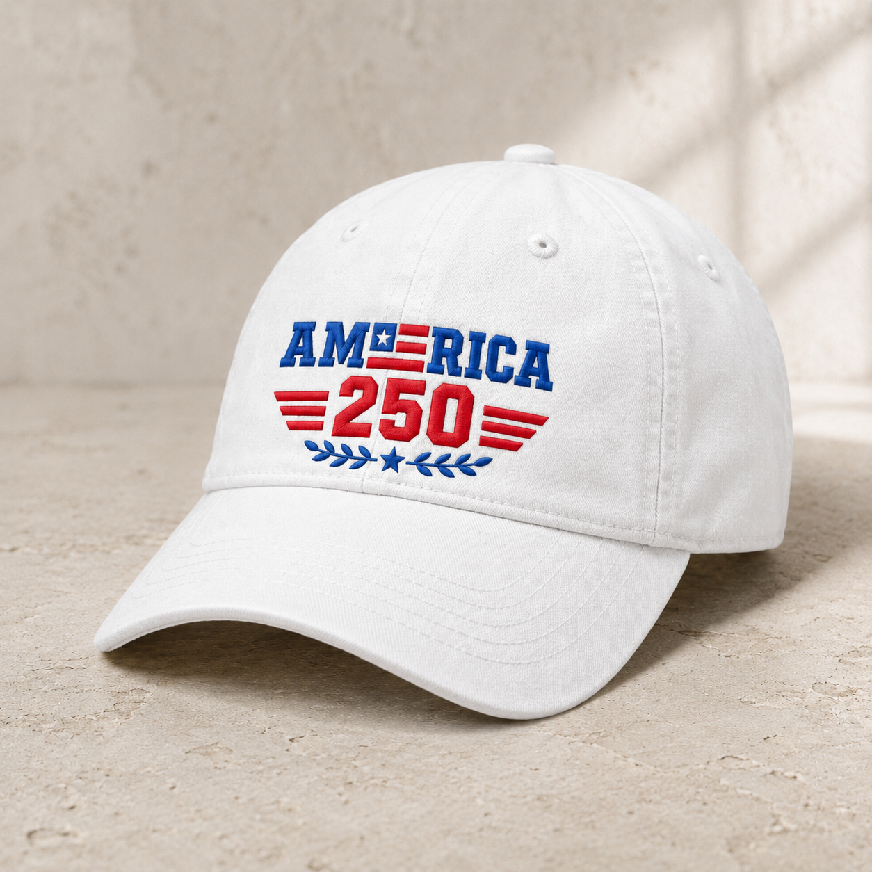 America 250 Washed Cap, Semiquincentennial Embroidered Hat - washed cap - lifestyle view 2