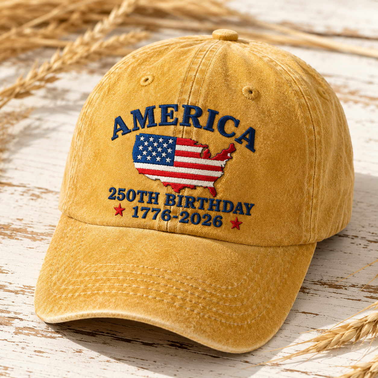 America 250th Birthday Washed Cap, Patriotic USA 1776-2026 Gift - washed cap - lifestyle view 5