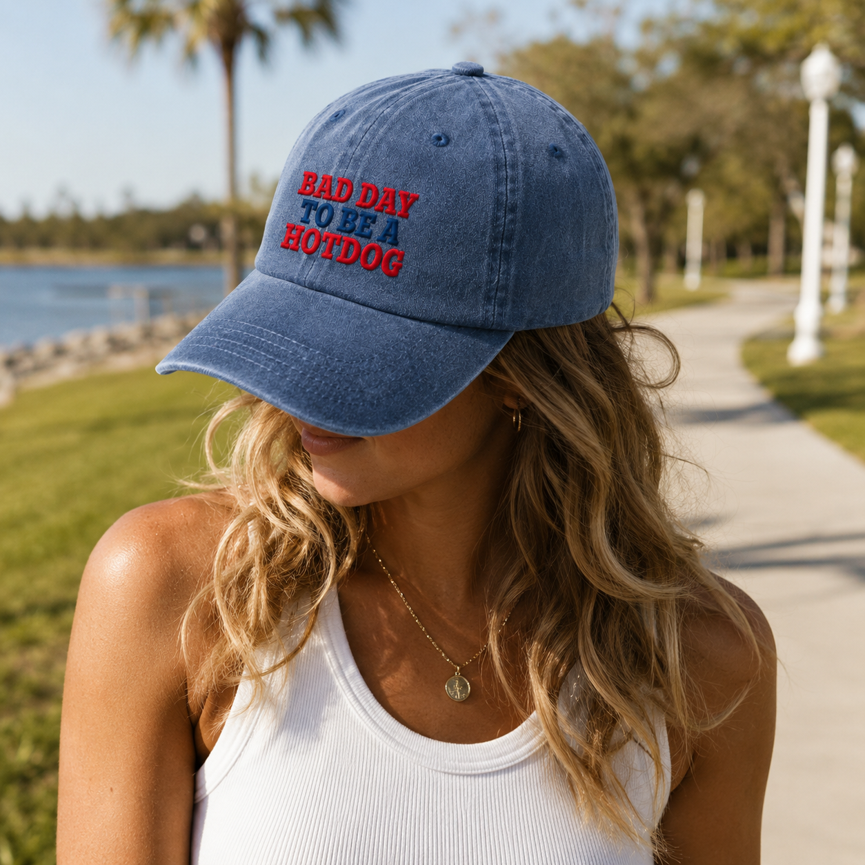 Bad Day To Be A Hotdog Washed Cap, Funny Cookout Hat for Bbq Fans - washed cap - lifestyle view 7
