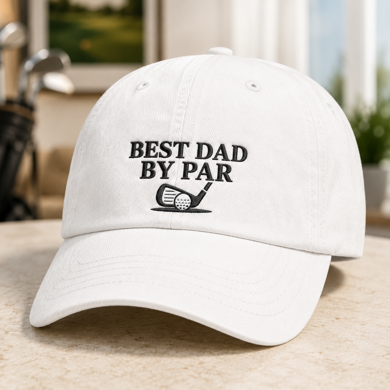 Best Dad By Par Washed Cap, Funny Golf Father Hat for Father's Day - Washed Cap - detail view