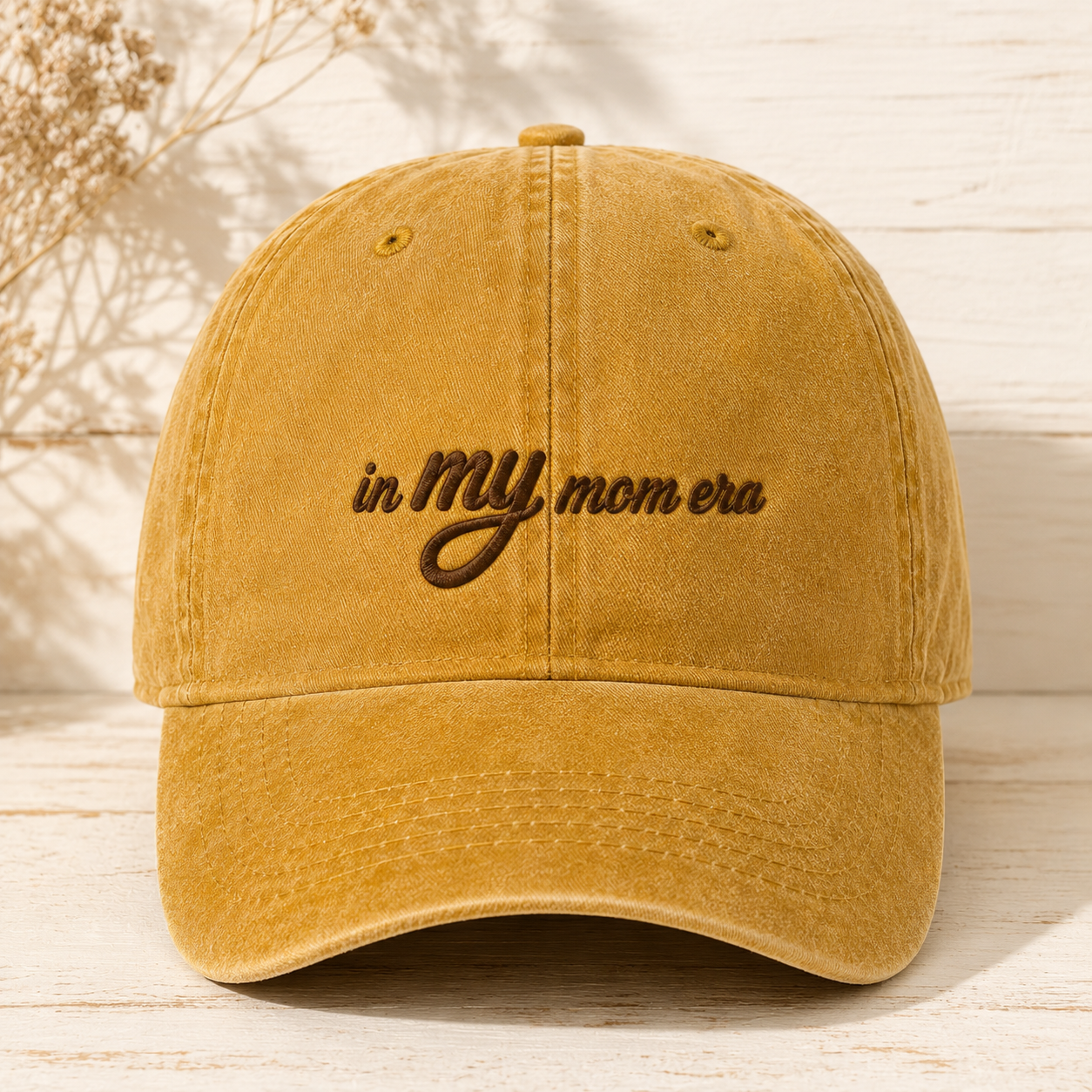 In My Mom Era Washed Cap, Embroidered Mama Hat Gift for New Moms - Washed Cap - lifestyle view 5