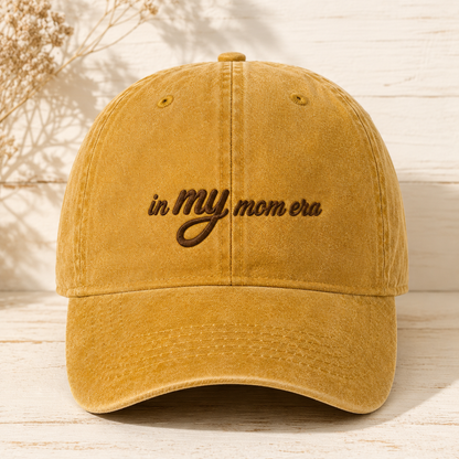 In My Mom Era Washed Cap, Embroidered Mama Hat Gift for New Moms - Washed Cap - lifestyle view 5