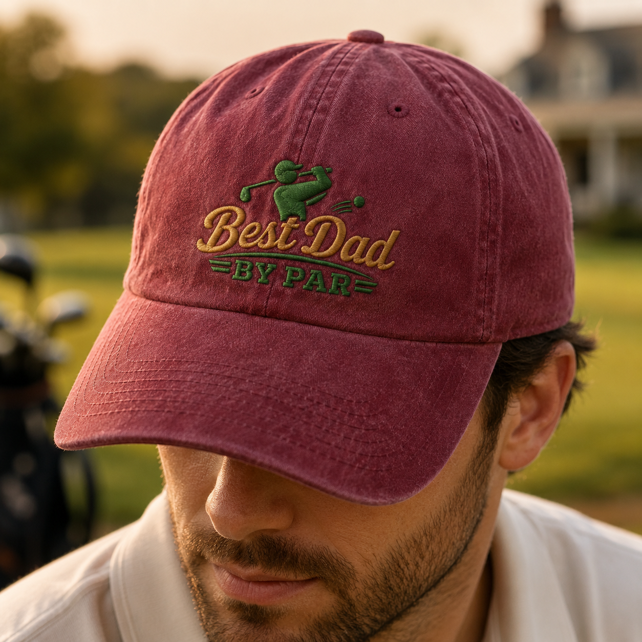 Best Dad By Par Golf Washed Cap, Funny Father's Day Dad Hat - Washed Cap - lifestyle view 3