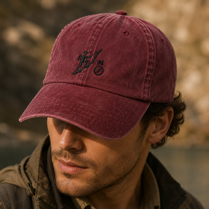 Hiking Compass Washed Cap, Embroidered Outdoor Adventure Hat for Campers - Washed Cap - lifestyle view 4