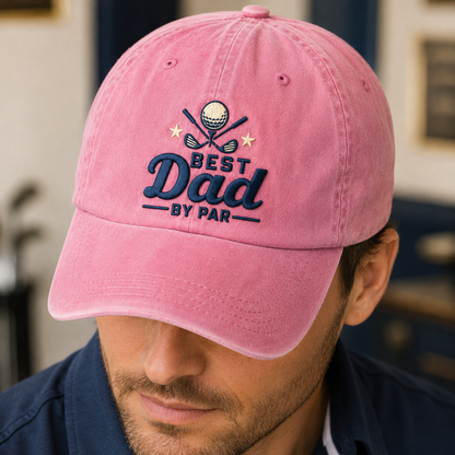 Best Dad By Par Washed Cap, Golf Dad Father's Day Gift Hat - Washed Cap - lifestyle view 4