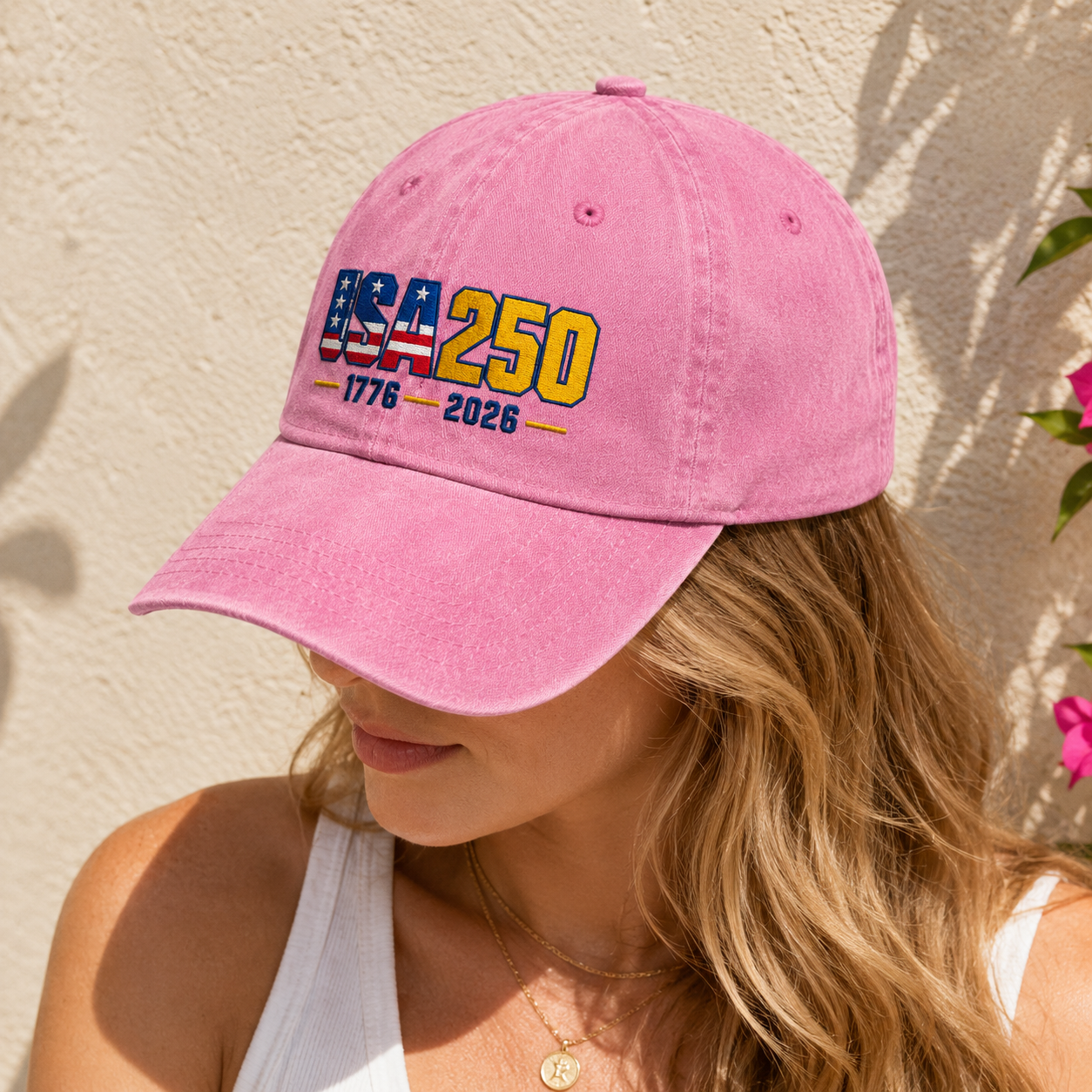 USA250 Washed Cap, 1776 2026 Patriotic America 250 Hat - washed cap - lifestyle view 8