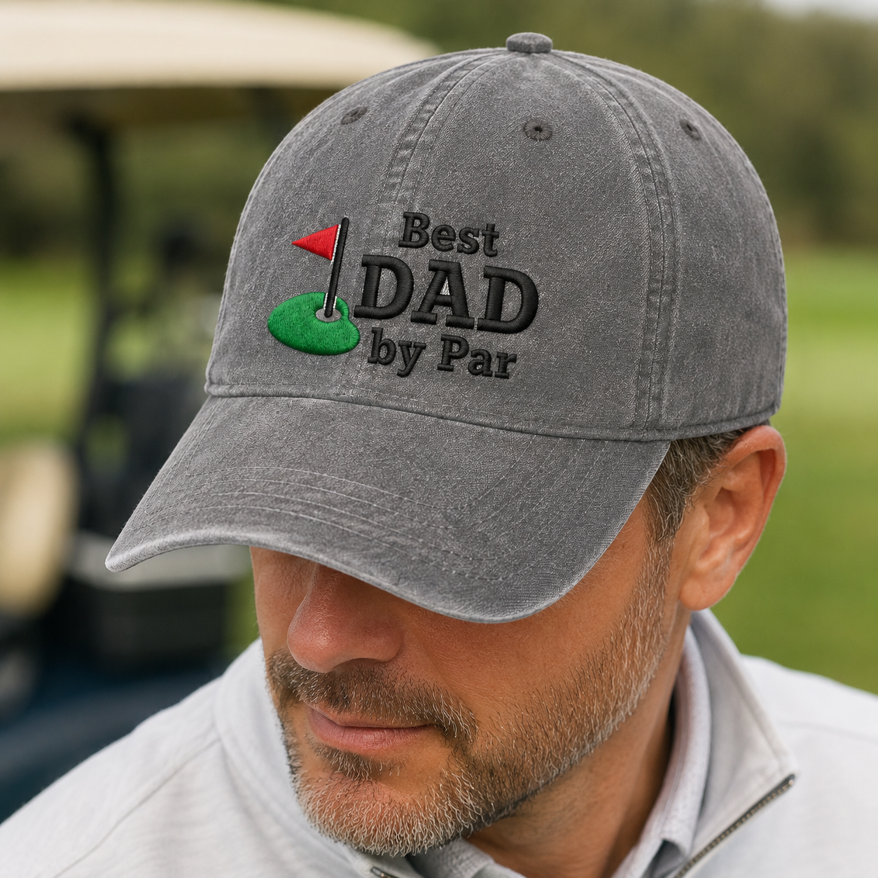 Best Dad by Par Washed Cap, Golfing Papa Hat for Father's Day - Washed Cap - lifestyle view 3