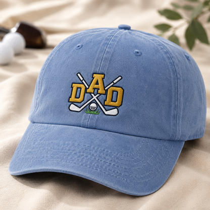 Dad Golf Washed Cap, Embroidered Golf Clubs Hat, Father's Day Gift for Dad - Washed Cap - lifestyle view 2