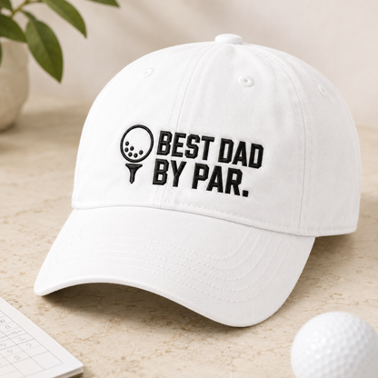 Best Dad By Par Washed Cap, Funny Golf Father Hat for Father's Day - Washed Cap - detail view