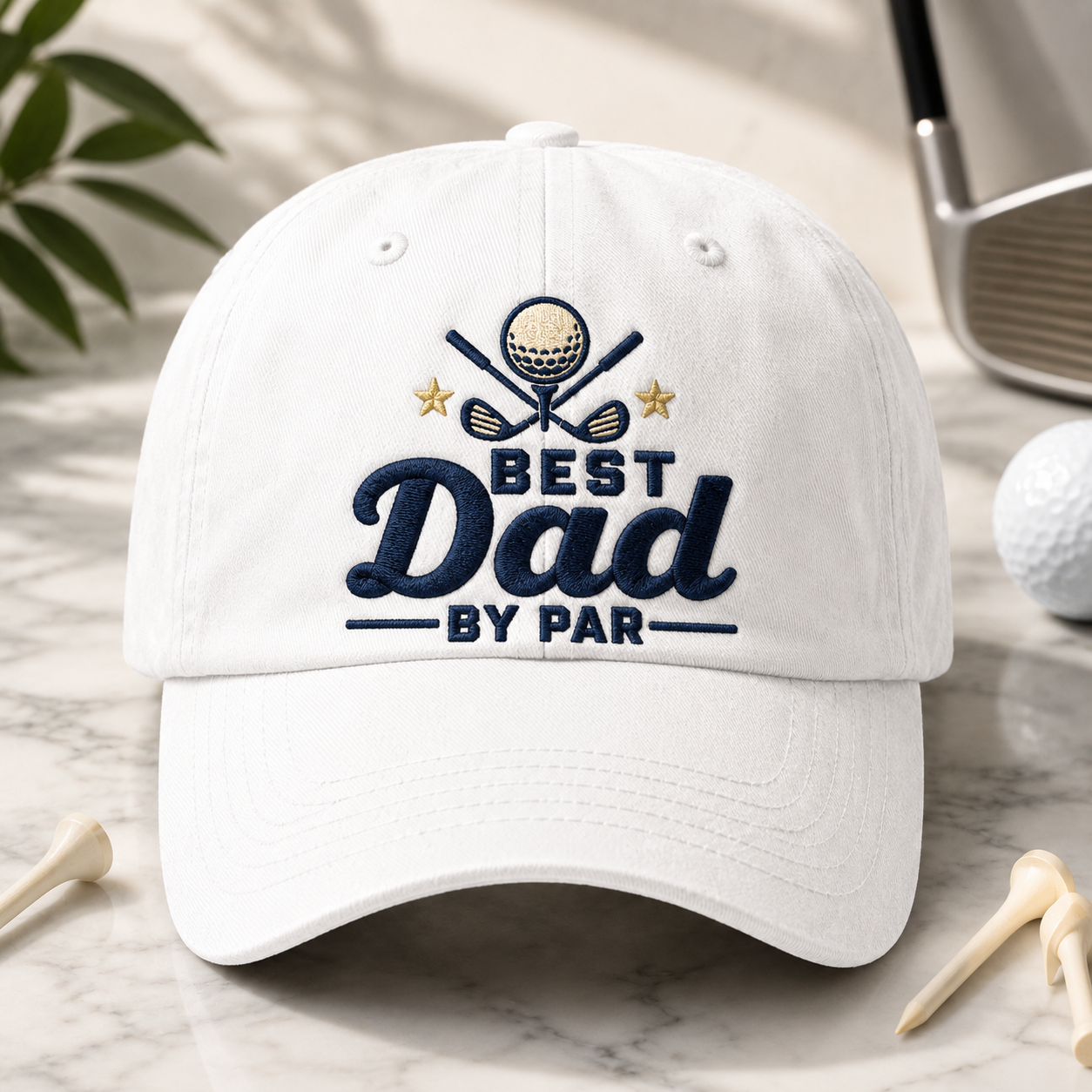 Best Dad By Par Washed Cap, Golf Dad Father's Day Gift Hat - Washed Cap - front view