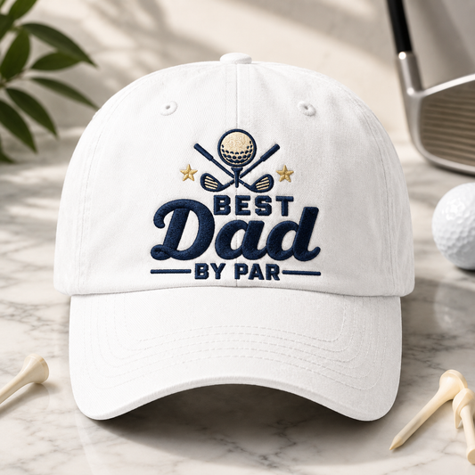 Best Dad By Par Washed Cap, Golf Dad Father's Day Gift Hat - Washed Cap - front view
