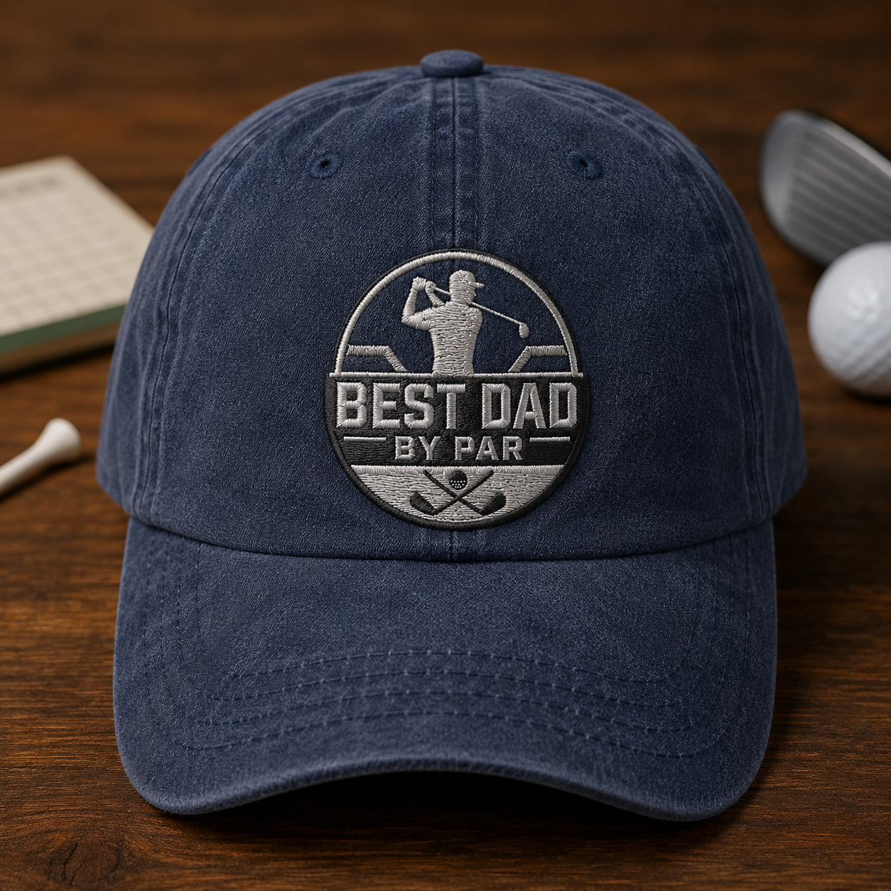 Best Dad By Par Washed Cap, Golf Dad Hat for Father's Day Gift - Washed Cap - front view
