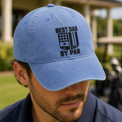 Dad By Par Golf Washed Cap, Embroidered Hat for Father's Day - Washed Cap - lifestyle view 3
