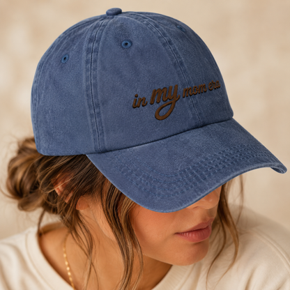 In My Mom Era Washed Cap, Embroidered Mama Hat Gift for New Moms - Washed Cap - lifestyle view 8