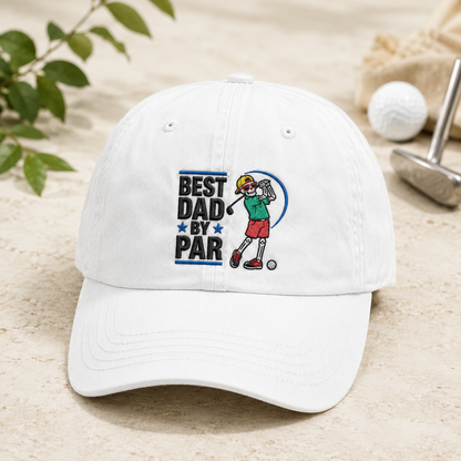 Dad By Par Golf Washed Cap, Funny Skeleton Golfer Father's Day Hat - Washed Cap - detail view