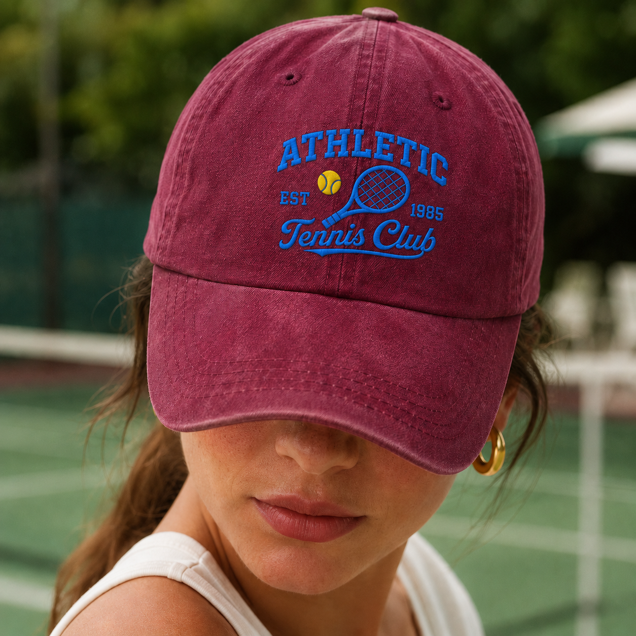 Athletic Tennis Club Washed Cap, Est 1985 Vintage Tennis Hat - Washed Cap - lifestyle view 3