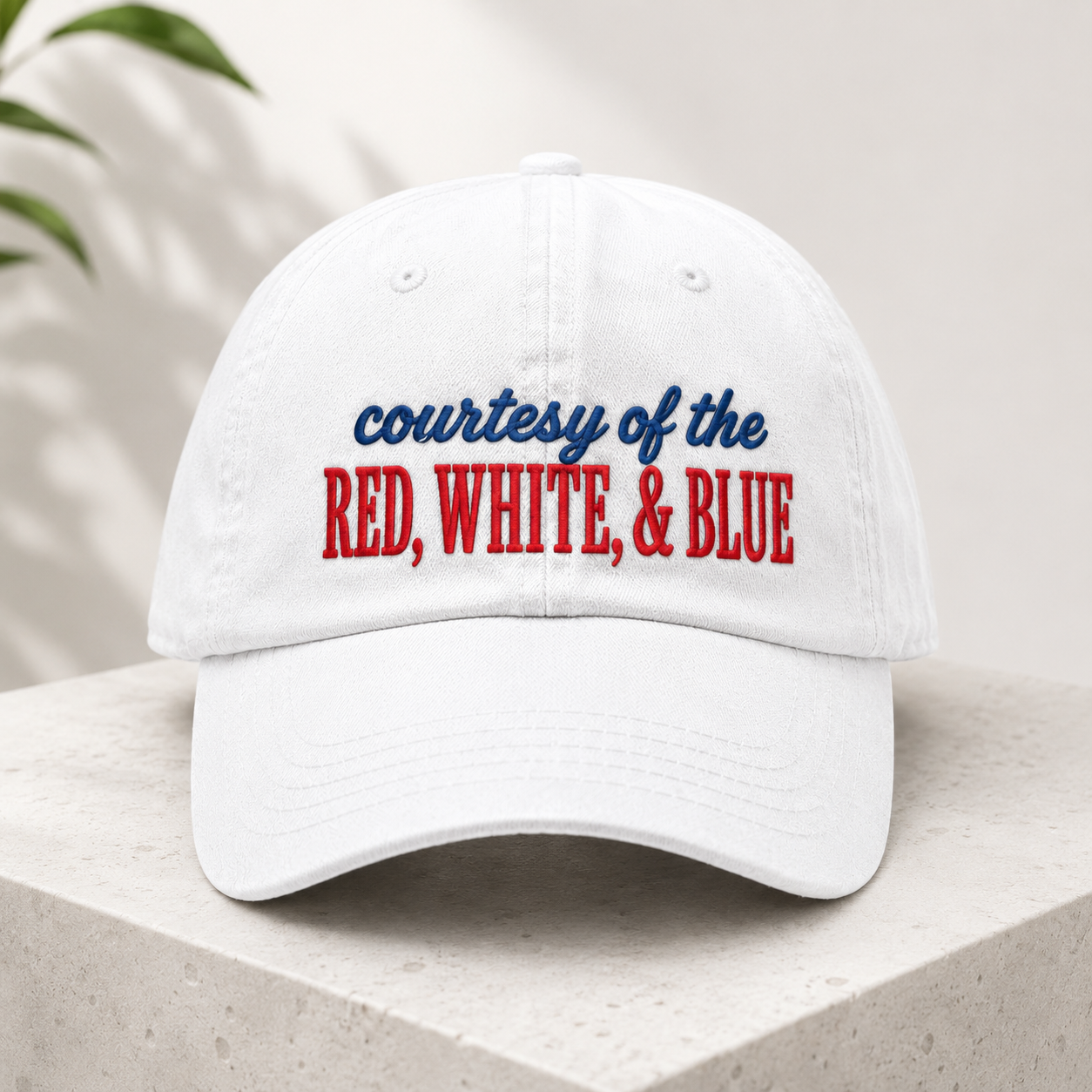 Courtesy Red White Blue Washed Cap, Patriotic USA Baseball Hat - washed cap - lifestyle view 3