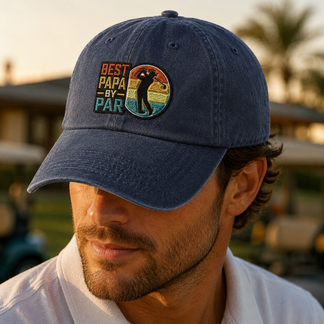 Best Papa By Par Washed Cap, Retro Golf Grandpa Hat for Father's Day - Washed Cap - lifestyle view 3
