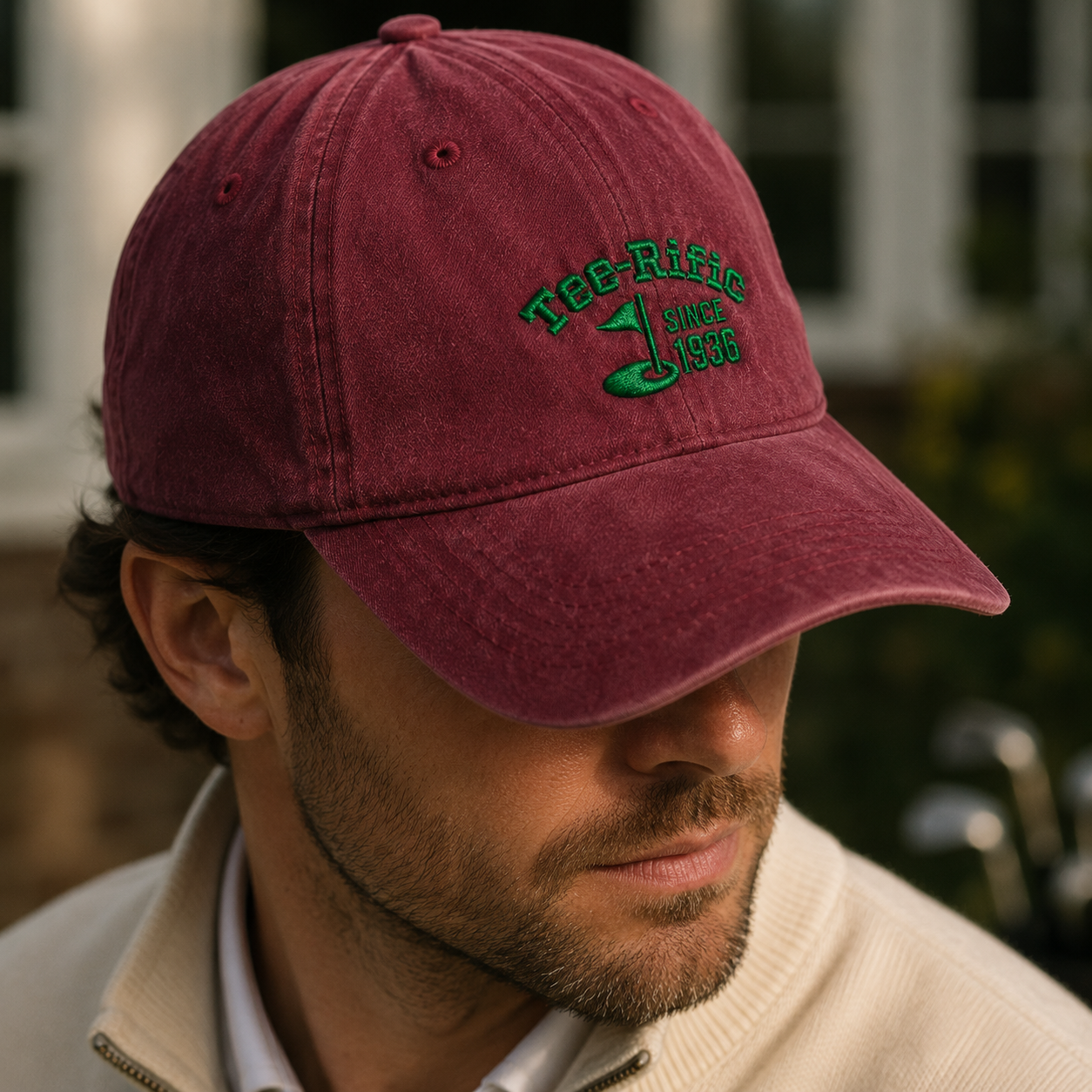 Tee-Rific Since 1936 Washed Cap, Funny Golf Birthday Hat for Retired Players - Washed Cap - lifestyle view 4
