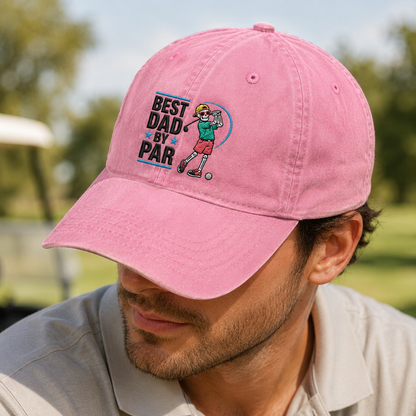 Dad By Par Golf Washed Cap, Funny Skeleton Golfer Father's Day Hat - Washed Cap - lifestyle view 4