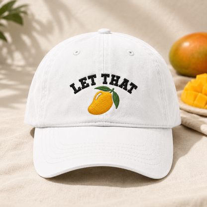 Let That Mango Washed Cap, Embroidered Tropical Fruit Dad Hat - Washed Cap - lifestyle view 2