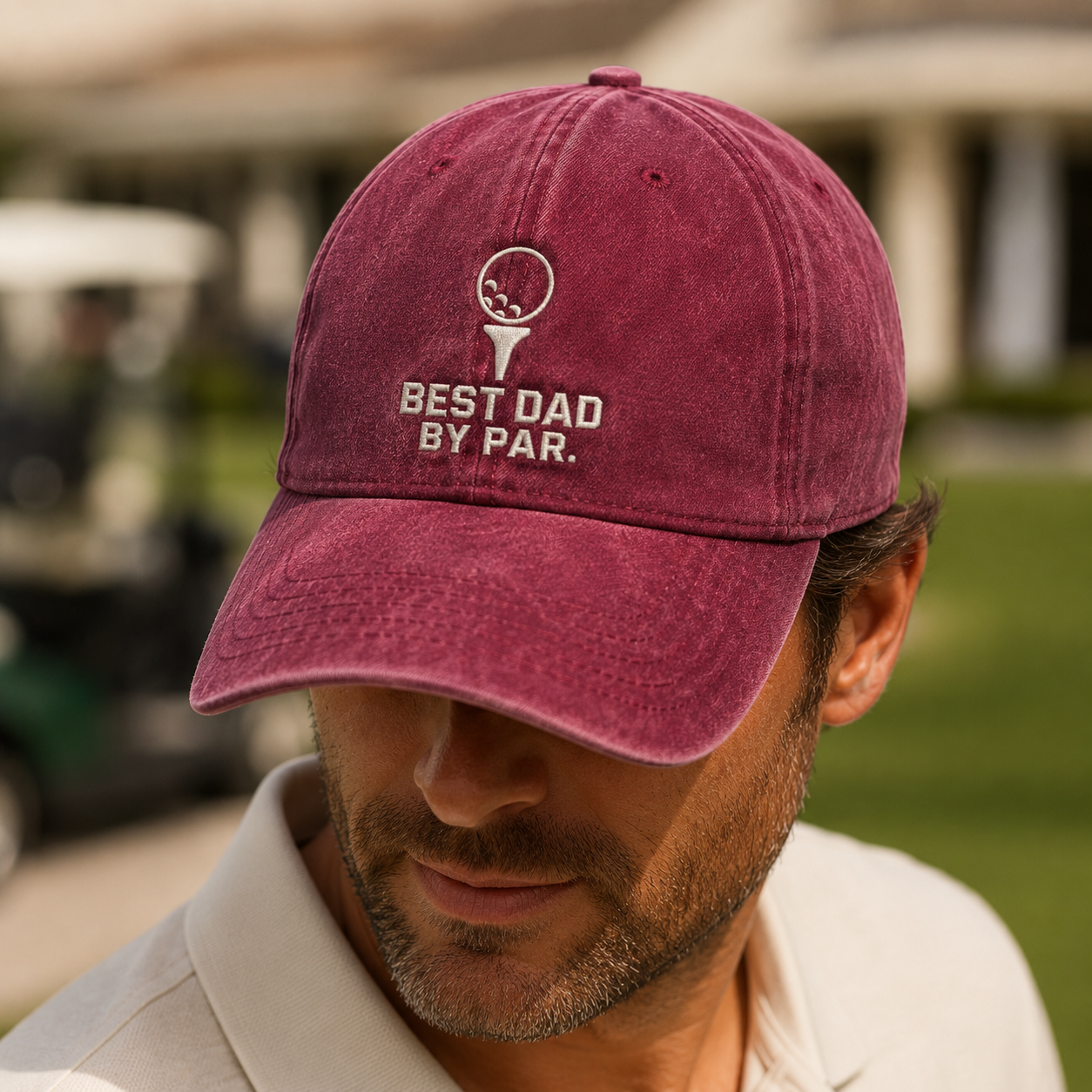 Dad By Par Golf Washed Cap, Father's Day Gift for Golfer Fathers - Washed Cap - lifestyle view 3
