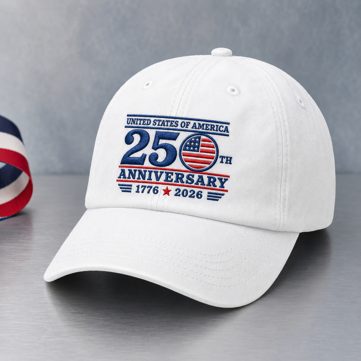 United States of America 250th Anniversary Washed Cap, 1776 2026 Patriotic Hat - washed cap - lifestyle view 3