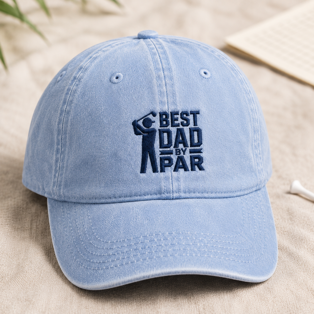Best Dad By Par Washed Cap, Funny Golfer Gift for Father's Day - Washed Cap - lifestyle view 2