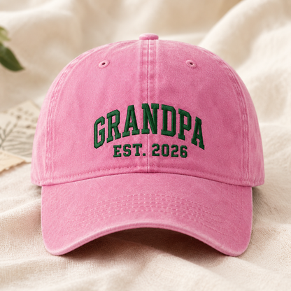 Grandpa Est 2026 Washed Cap, Embroidered New Grandfather Hat - Washed Cap - lifestyle view 2