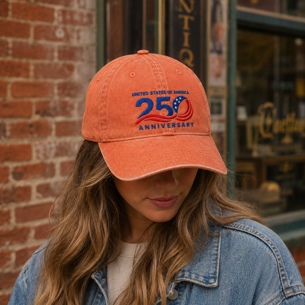 United States of America 250 Anniversary Washed Cap, Patriotic 1776-2026 Baseball Hat - washed cap - lifestyle view 7