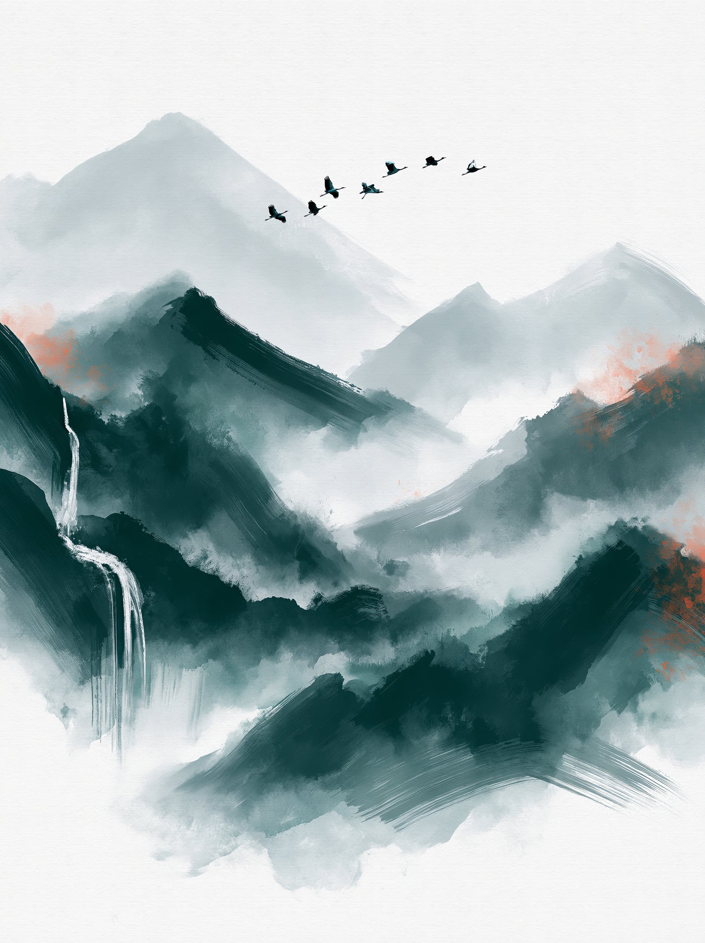 Japanese waterfall wall art