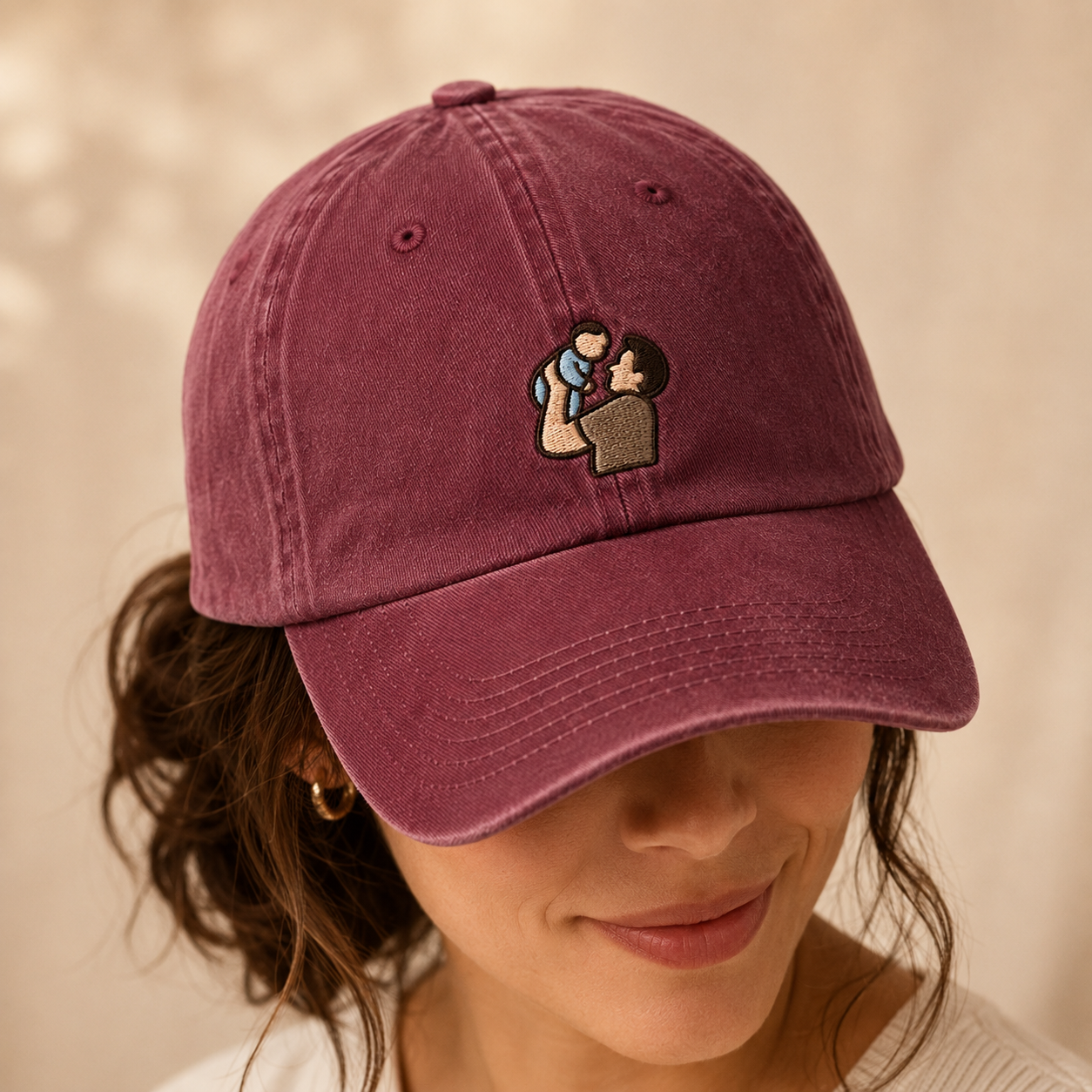 Dad Lifting Baby Washed Cap, Fatherhood Baseball Hat for New Parents - Washed Cap - lifestyle view 3