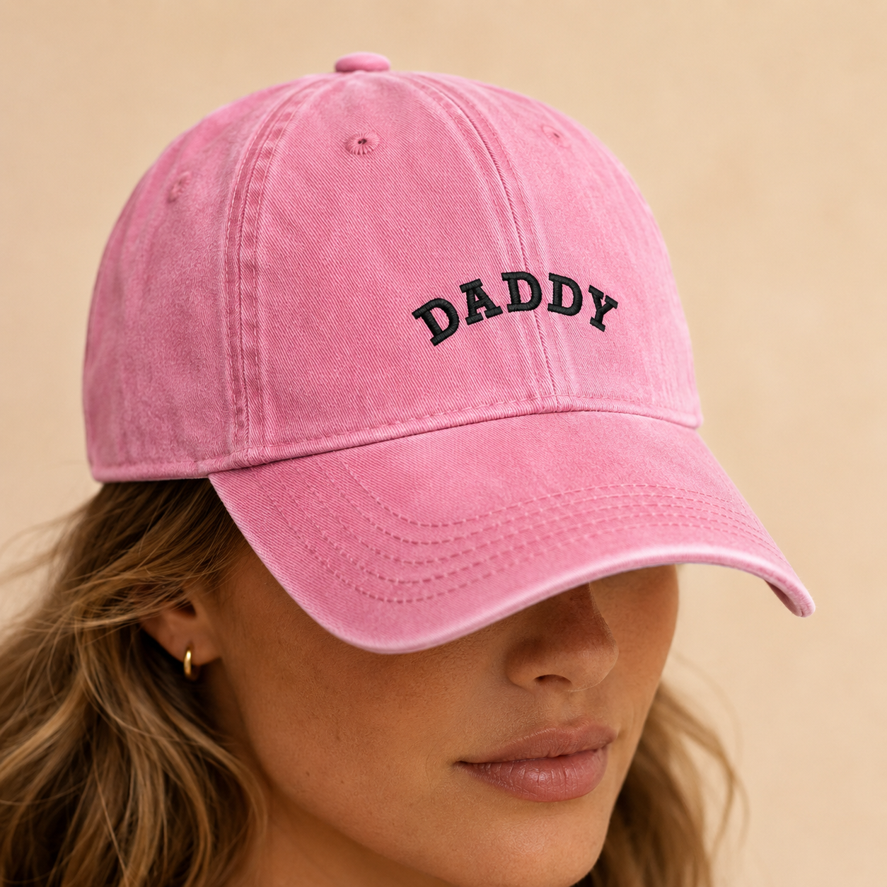 Daddy Embroidered Washed Cap, Father's Day Gift for New Dad - Washed Cap - lifestyle view 4