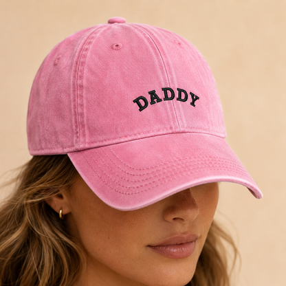 Daddy Embroidered Washed Cap, Father's Day Gift for New Dad - Washed Cap - lifestyle view 4