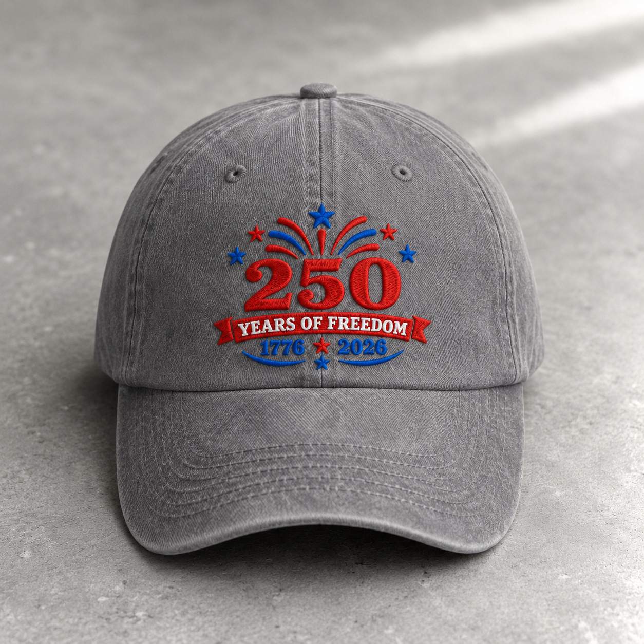 250 Years of Freedom Washed Cap, 1776 2026 USA Semiquincentennial Hat - washed cap - lifestyle view 3