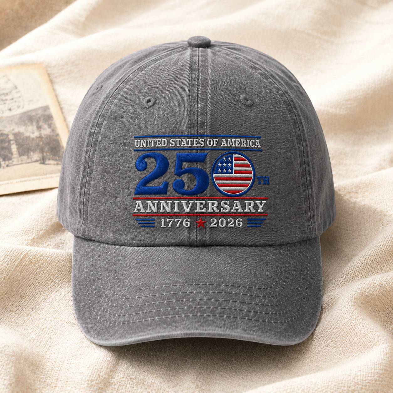 United States of America 250th Anniversary Washed Cap, 1776 2026 Patriotic Hat - washed cap - lifestyle view 4